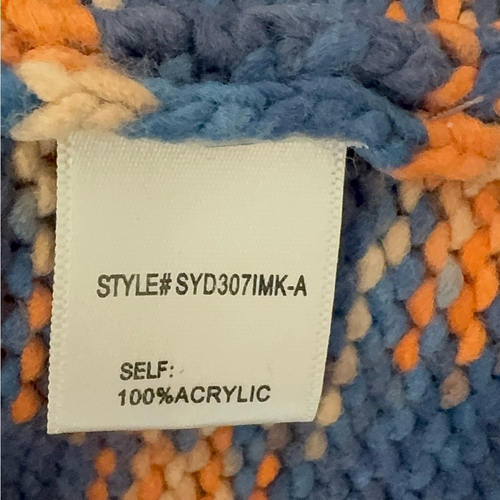 Altar’d State Blue Orange Soft V-Neck Balloon Sleeves Small - Picture 6 of 7